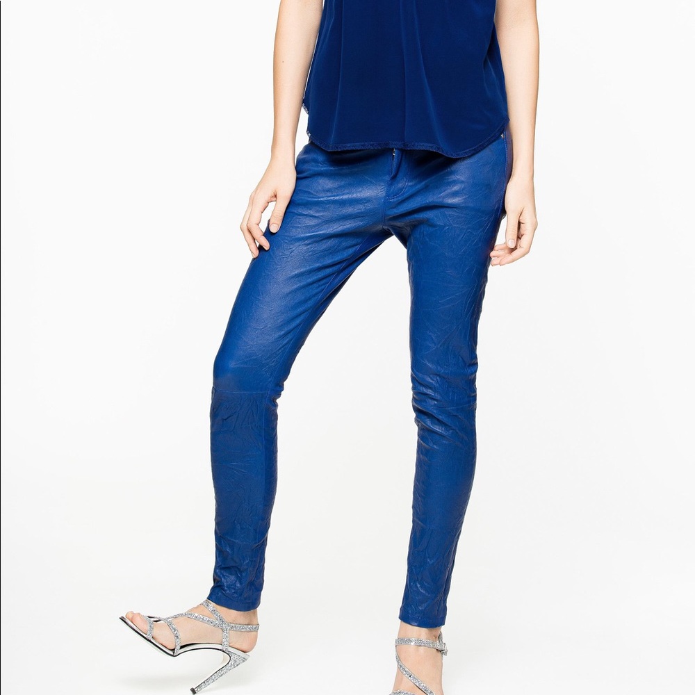 Zadig&voltaire phlame leather pants in blue size 34